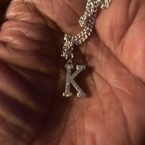 Sterling Silver 925 Letter “K”’CZ Pendant Necklace - Picture 4 of 6